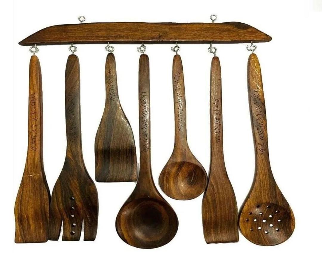 Multicolor Wooden Kitchen Accessories Bundle - 7 Pcs Wooden Spoon Set
