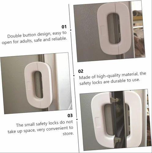 Child Safety Refrigerator Lock – Self-Adhesive Double Button Childproof Freezer Door Lock (Multicolor)