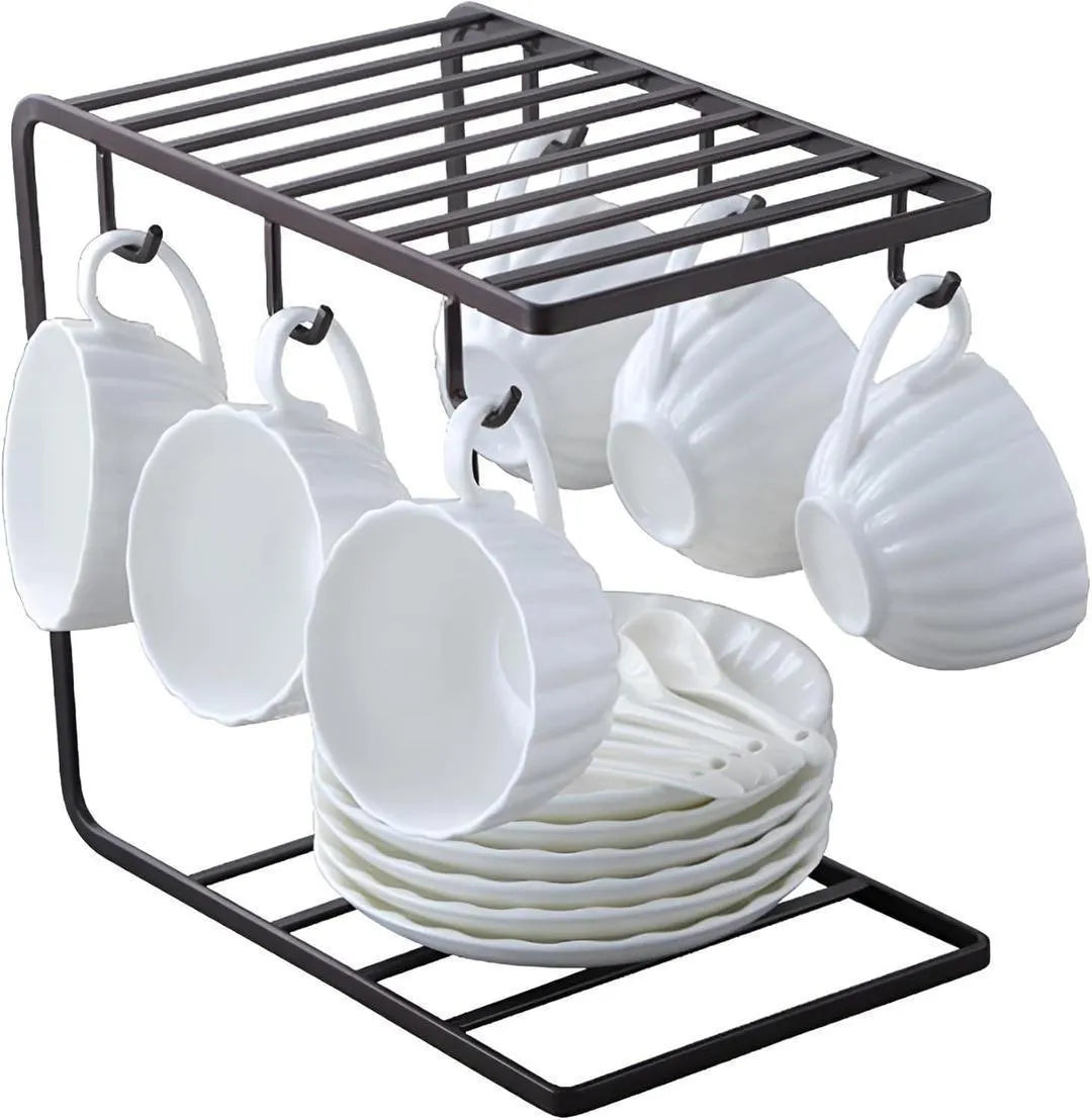 Stylish Black Iron Mug Stand - 1 Pc Storage Solution for Your Kitchen