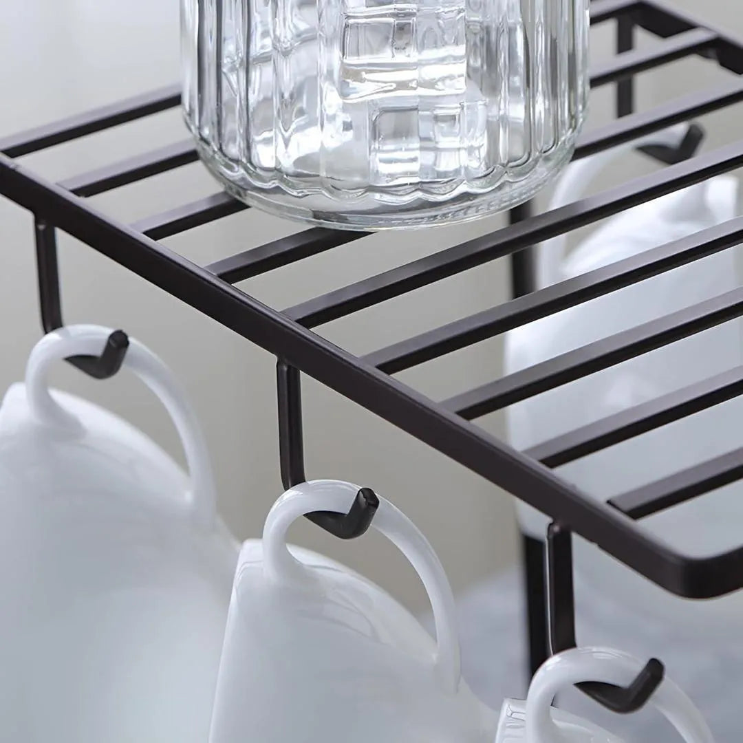 Stylish Black Iron Mug Stand - 1 Pc Storage Solution for Your Kitchen