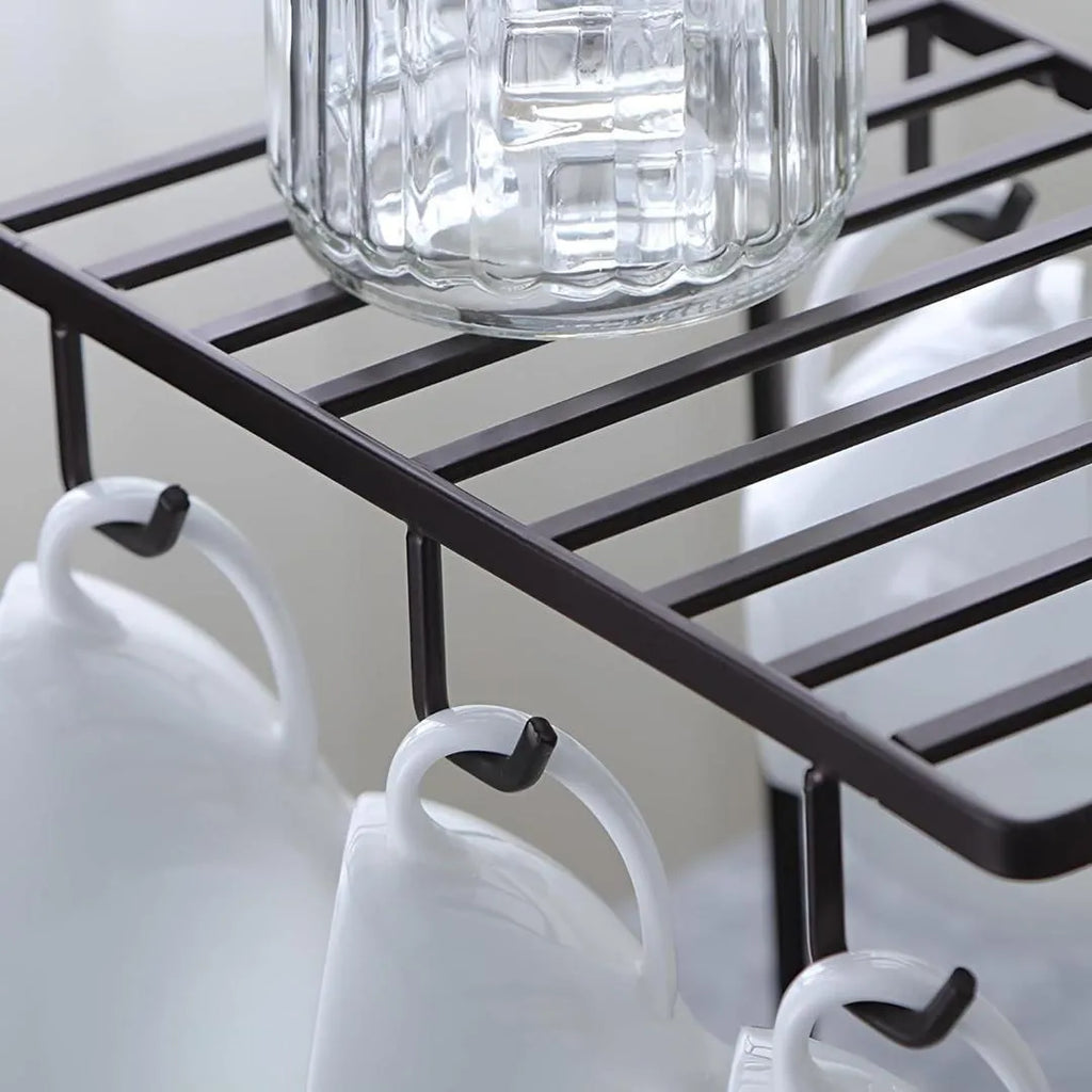 Stylish Black Iron Mug Stand - 1 Pc Storage Solution for Your Kitchen